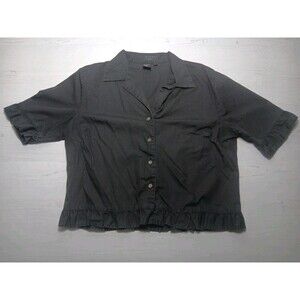 Ishyu 100% Cotton Button Front Short sleeve shirt Black Size Large Wares